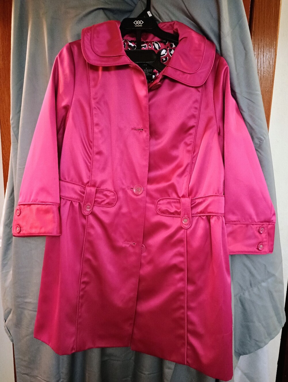 Dennis by Dennis Basso Pink Satin Trench Coat